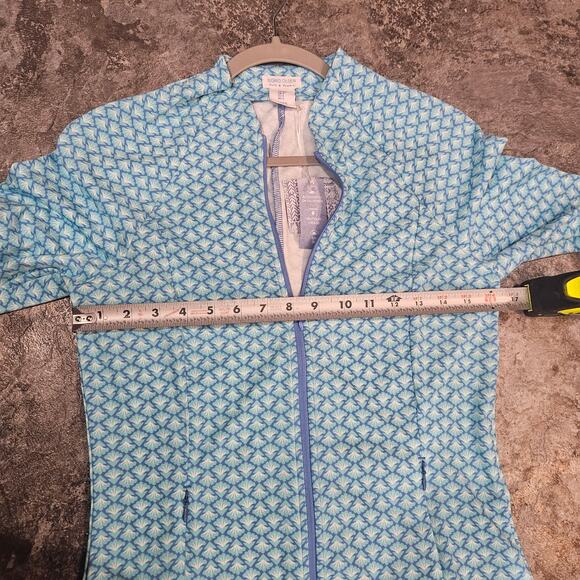 Sigrid Olsen Golf Tennis Blue Geometric Zip Up Jacket UPF 50 Women's Size Small - Picture 5 of 8